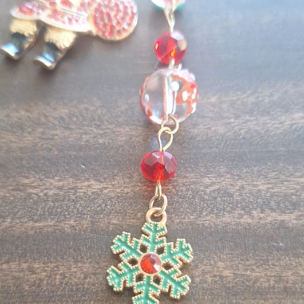 Holiday Santa and Snowflake Keychain Bag Charm